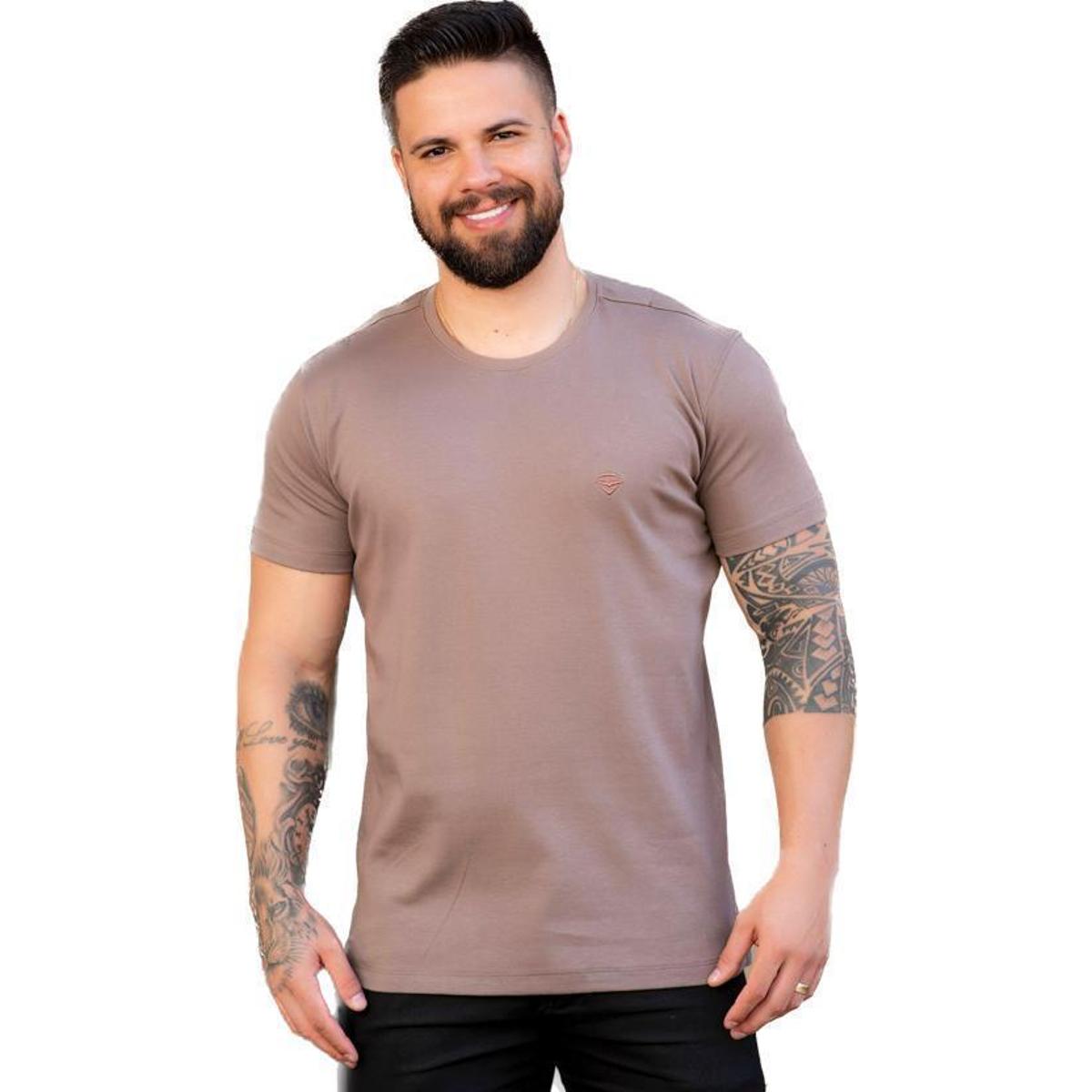 Camiseta Volar Básica Manga Curta Malha Peruana Slim Fit Algodão ...