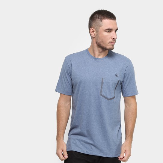 Camiseta Volcom Heather Pocket Masculina Azul Netshoes Camiseta Volcom Heather Pocket Masculina Azul Netshoes