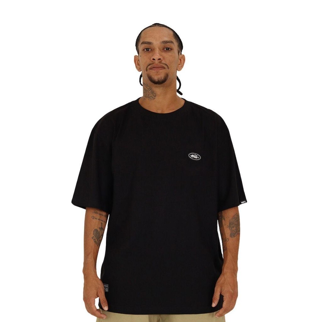 Camiseta Wats Circle Tag Oversized Preto