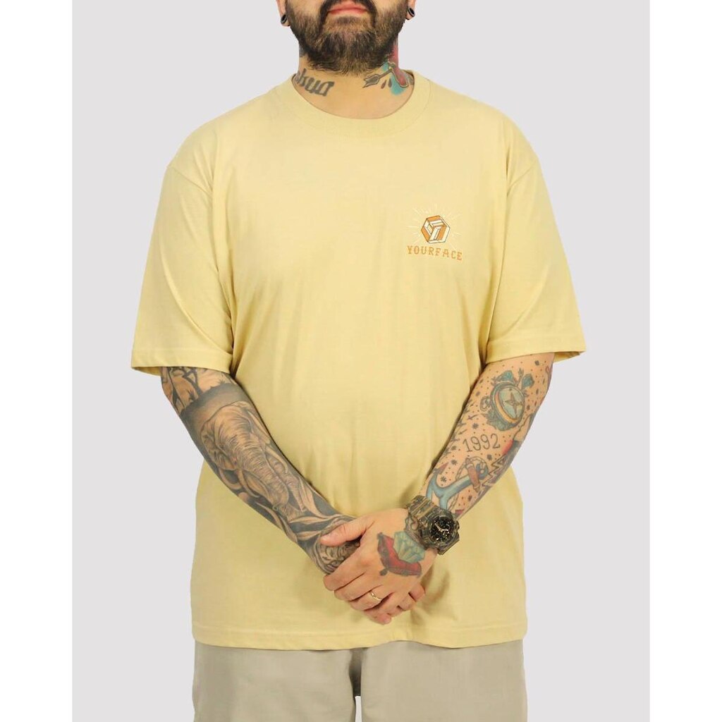 Camiseta Your Face Classic Logo - Caqui
