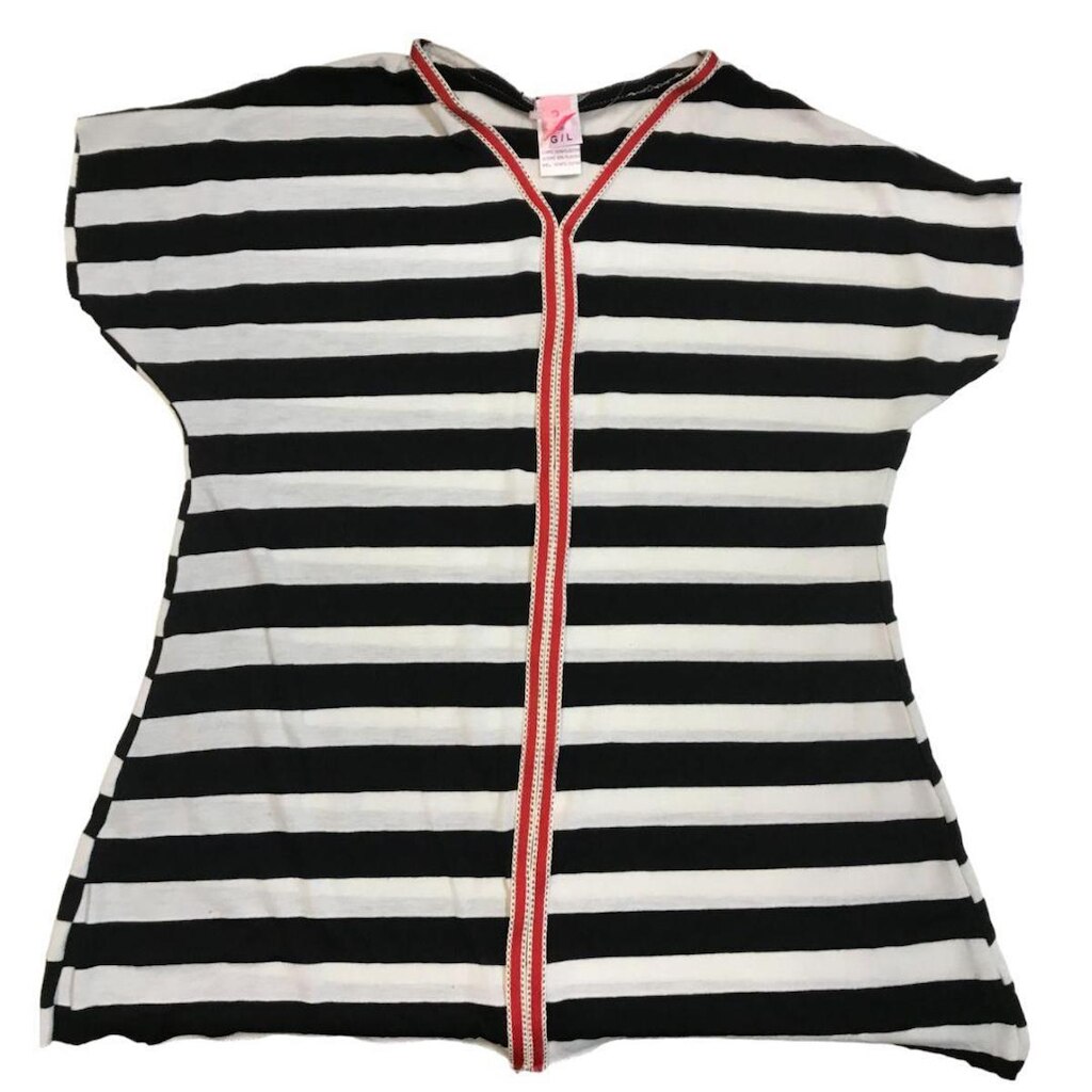 Camisetão - Listrado Branco e Preto