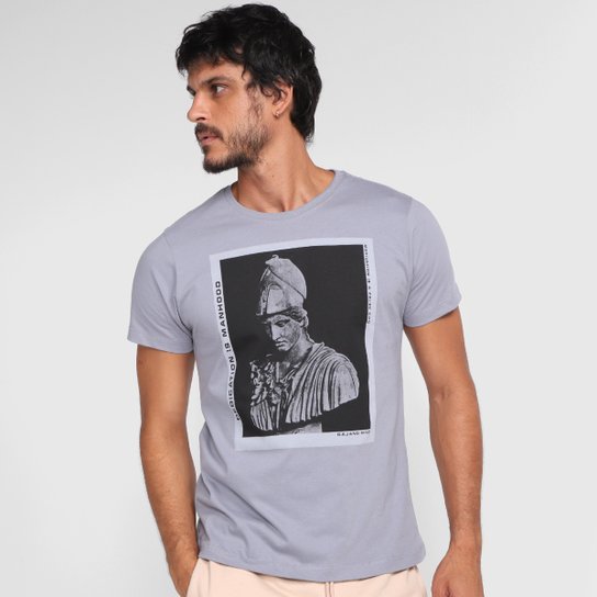 Camisetas Gajang Masculino Gola Careca-23687 - Cinza Menor preço em Camisetas Gajang Masculino Gola Careca-23687 - Cinza