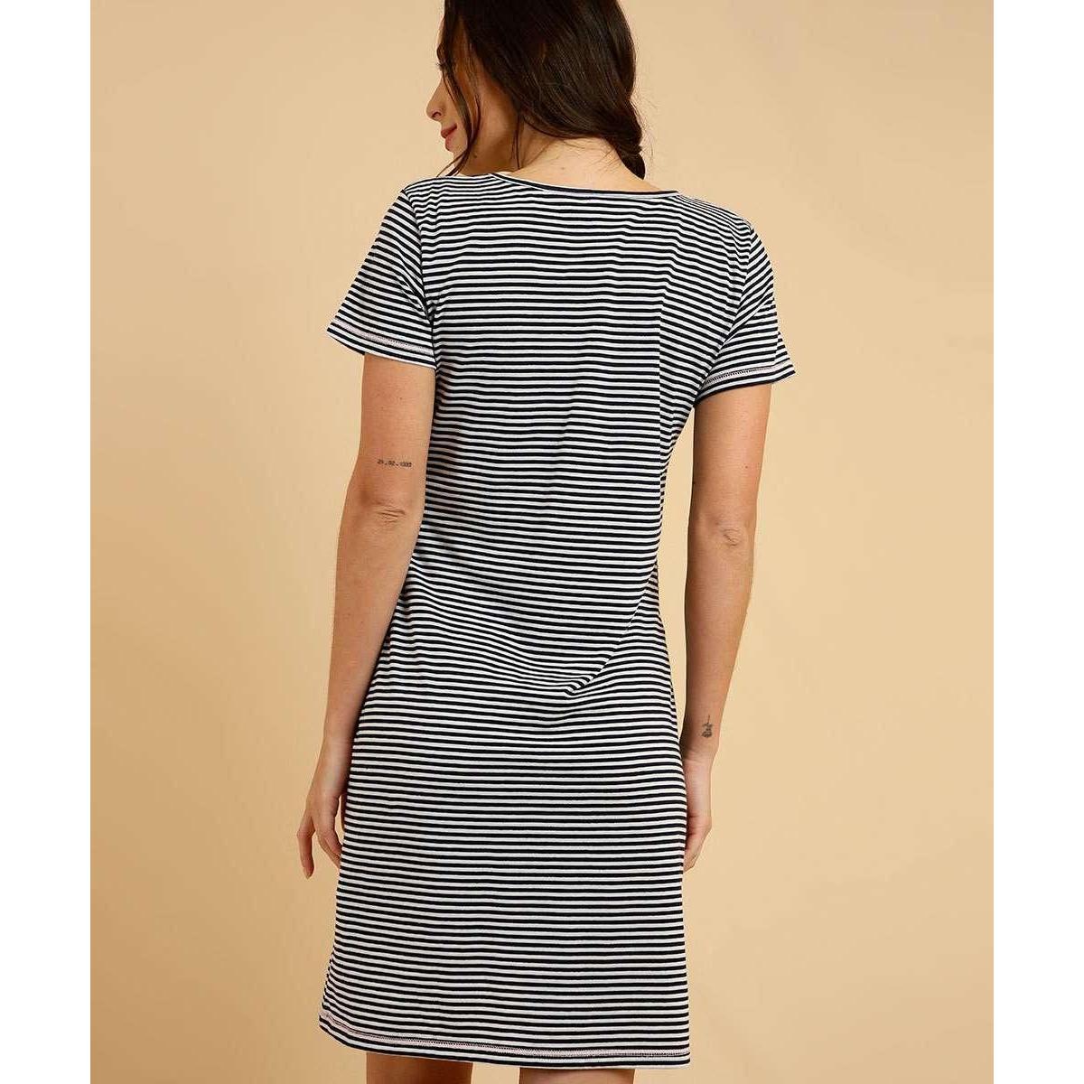 Camisola Feminina Gestante Listrada Manga Curta Marisa - 10047436664 - Azul  Escuro | Netshoes