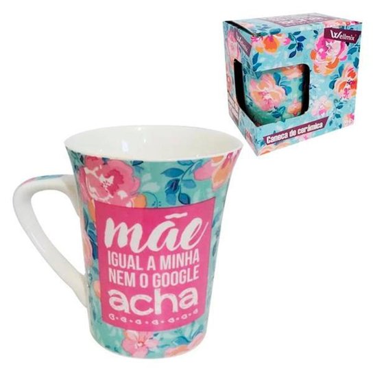 Caneca de Cerâmica Muddy Mãe Google 320ml - Wellmix - Colorido Menor preço em Caneca de Cerâmica Muddy Mãe Google 320ml - Wellmix - Colorido