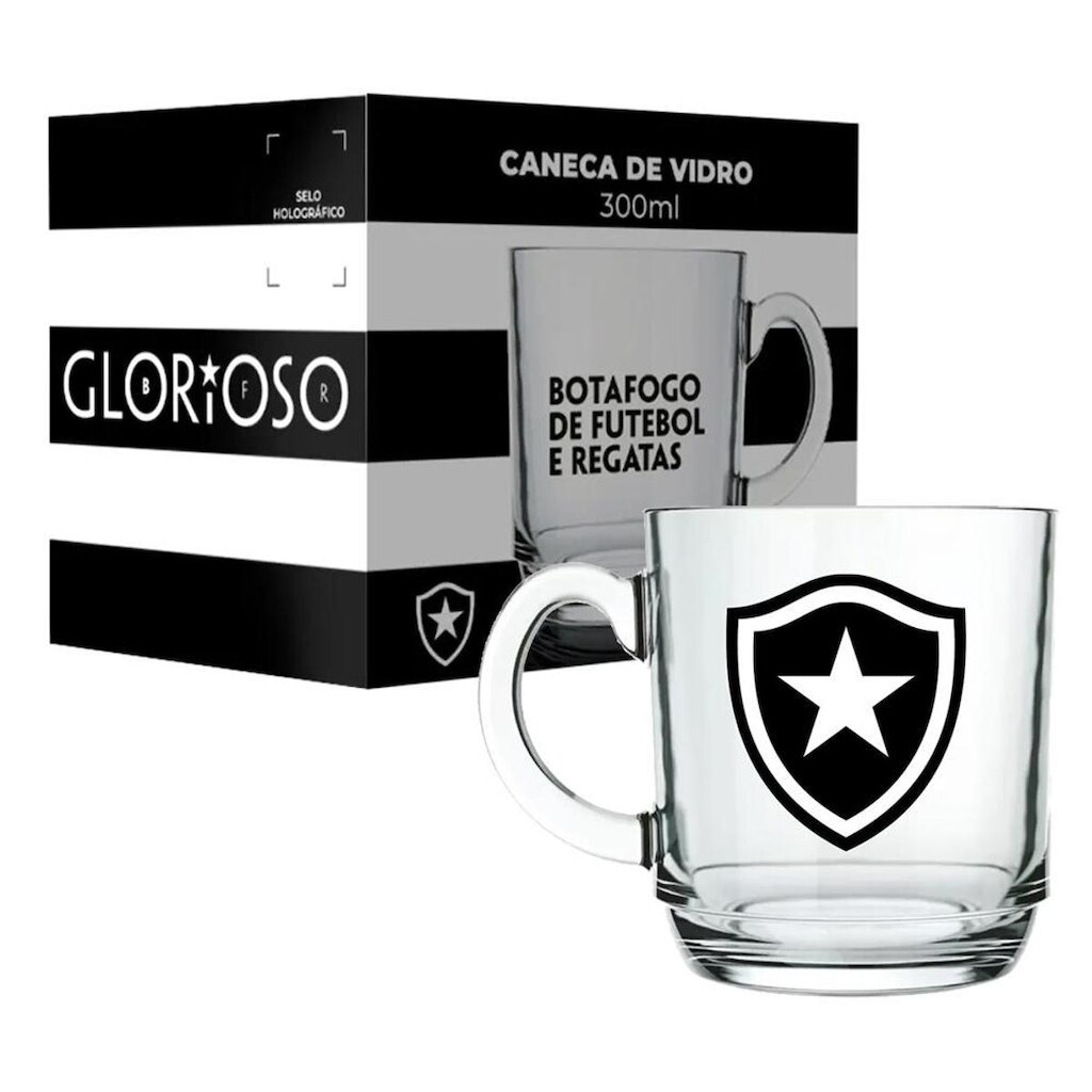 Caneca de Vidro Aspen Botafogo 300ml