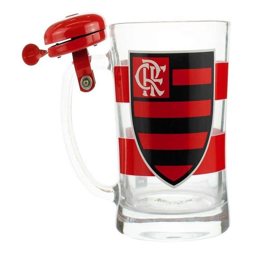 Caneca De Vidro Gigante Com Campainha 650ml - Flamengo