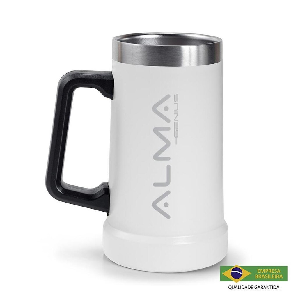 Caneca Térmica Aço Inox 709Ml Alma Genius Branco