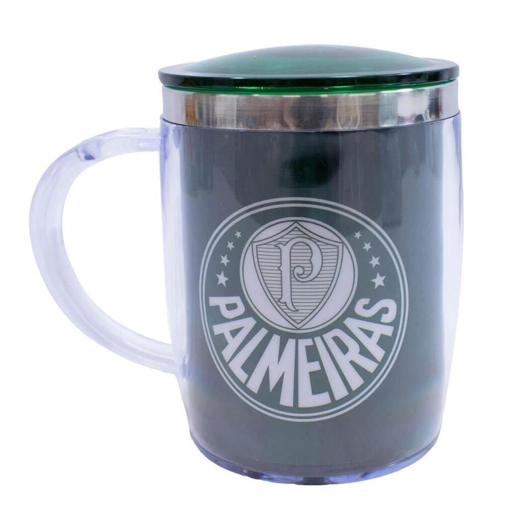 Caneca Térmica Arredondada Com Tampa 450ml - Palmeiras