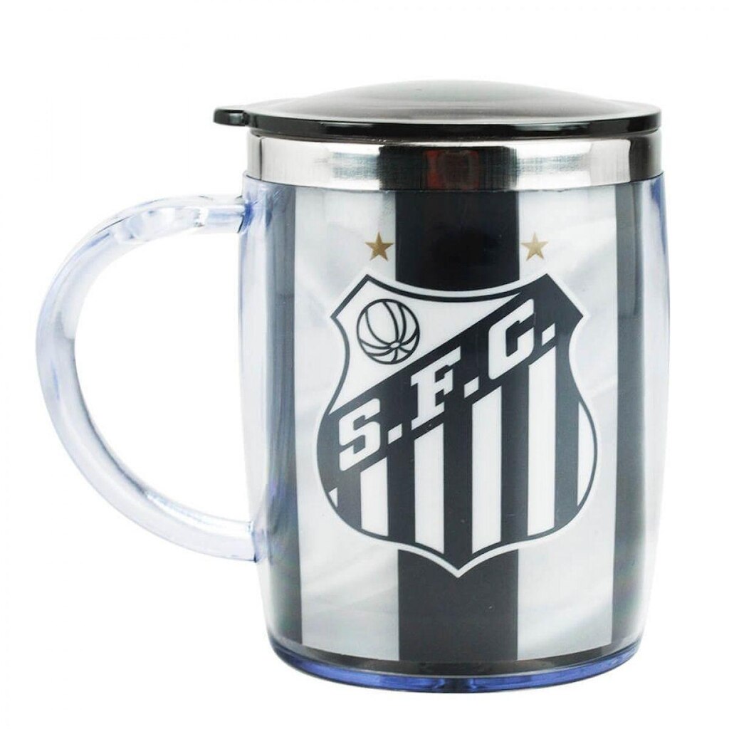 Caneca Térmica Com Tampa 450ml Santos Bi Mundial