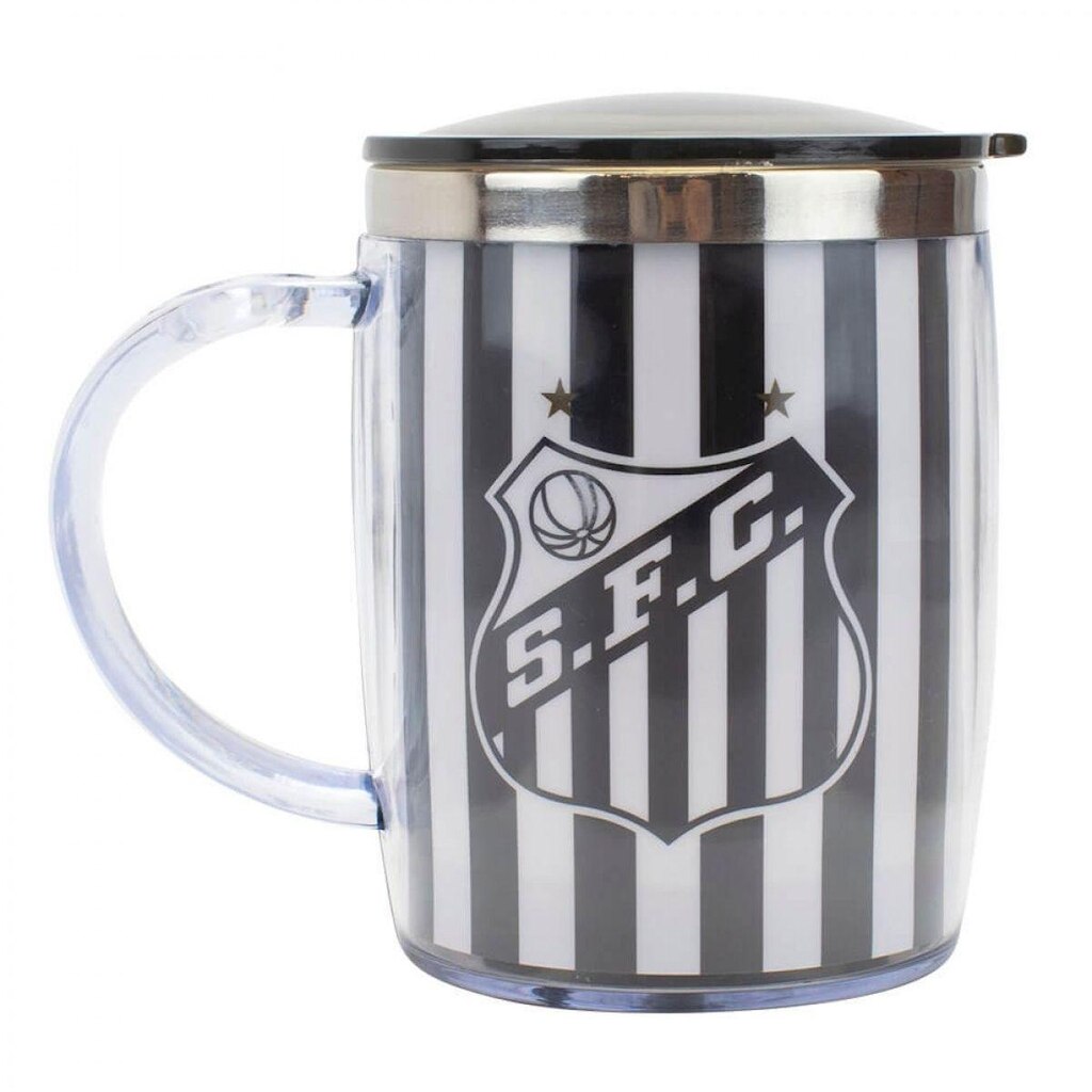 Caneca Térmica Com Tampa 450ml Santos Listrada
