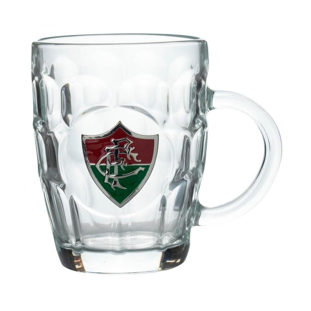 Caneca Vidro Brasão Metal 400ml - Fluminense