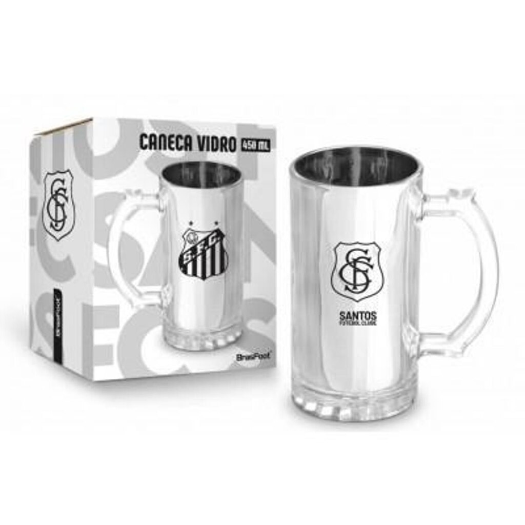 Caneca Vidro Metalic Santos
