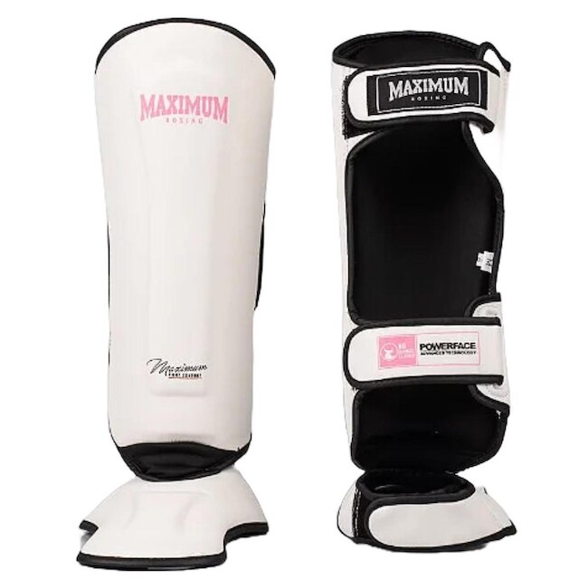 Caneleira de Muay Thai e Kickboxing Maximum Classic Pink/White