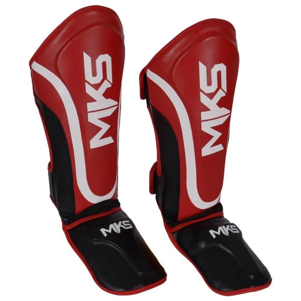Caneleira de Muay Thai Kickboxing Prospect Vermelho e Preto MKS Combat