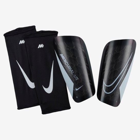 Caneleira Nike Mercurial Lite Unissex - Preto+Branco Menor preço em Caneleira Nike Mercurial Lite Unissex - Preto+Branco