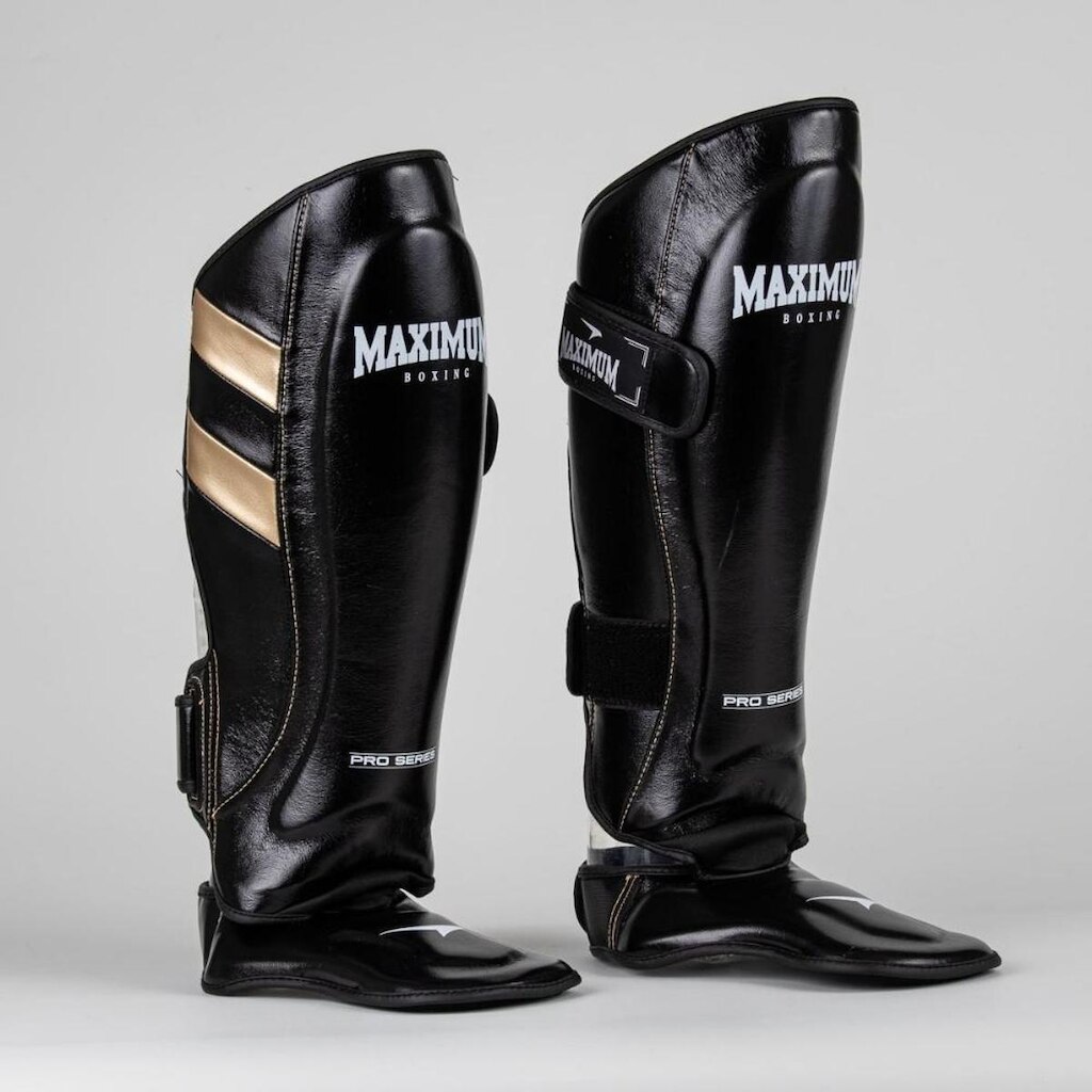 Caneleira Profissional Pro Branca e azul Muay Thai e Kickboxing Maximum