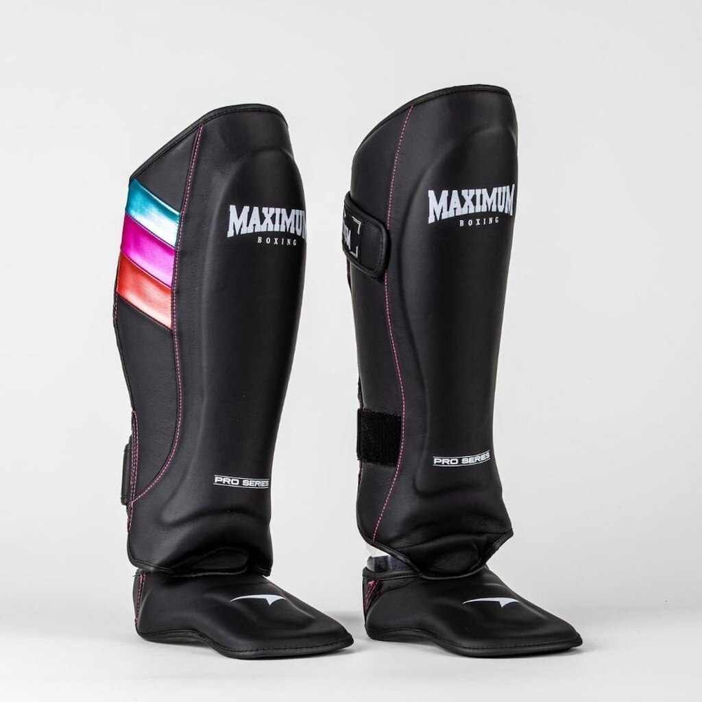 Caneleira Profissional Pro Preta e Azul Muay Thai e Kickboxing Maximum