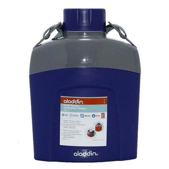 Cantil Térmico Azul 600Ml - Aladdin - Azul+Cinza Menor preço em Cantil Térmico Azul 600Ml - Aladdin - Azul+Cinza