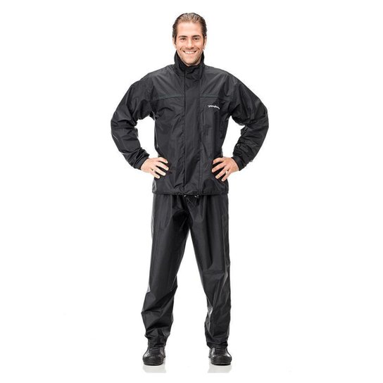 Capa De Chuva Motoqueiro Nylon Pantaneiro Com Gola - Preto Menor preço em Capa De Chuva Motoqueiro Nylon Pantaneiro Com Gola - Preto