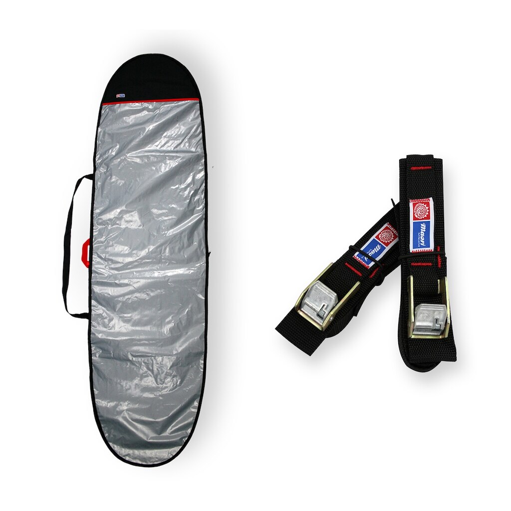 Capa Prancha Longboard Refletiva Acolchoada 9'0 A 9'4 + Fita Rack 5M - Maori Extreme