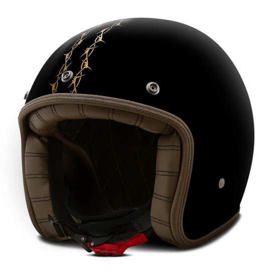 Capacete Aberto Custom Sanctus Retrô Vintage Chopper Classico Etceter Fosco - Preto Menor preço em Capacete Aberto Custom Sanctus Retrô Vintage Chopper Classico Etceter Fosco - Preto