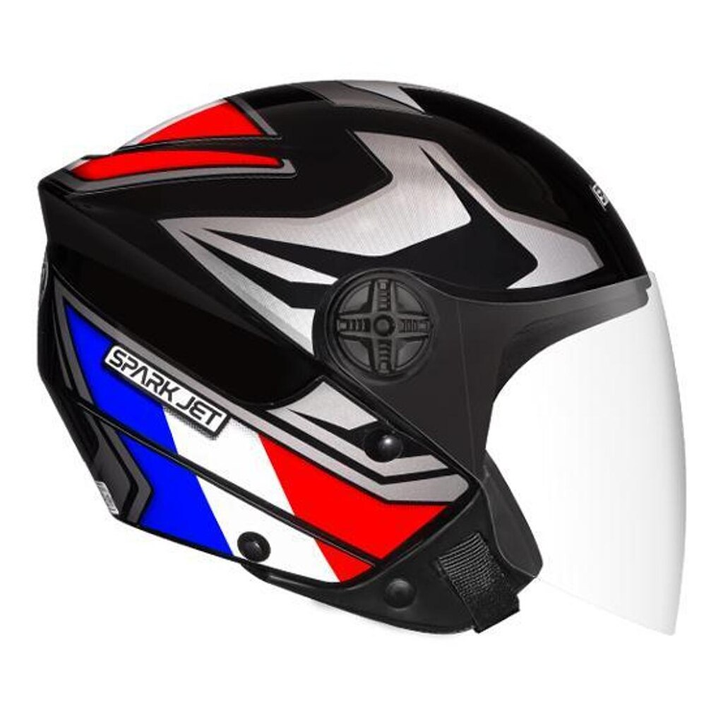 Capacete Aberto Ebf Spark Jet Bandeira França Moto