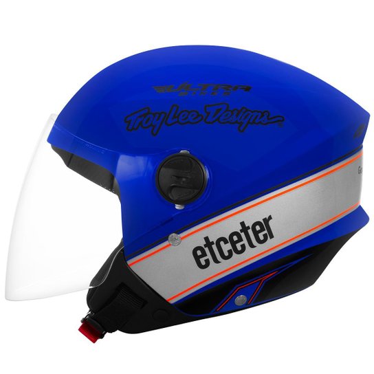 Capacete Aberto Etceter Open Power Brands Brilhante Viseira Cristal - Azul Menor preço em Capacete Aberto Etceter Open Power Brands Brilhante Viseira Cristal - Azul