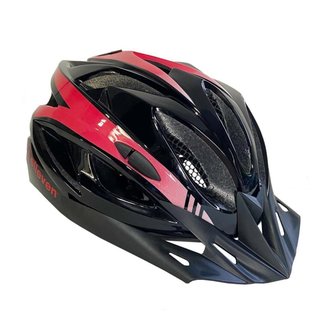 Capacete Adulto Ciclista Bike Viseira e LED INMOLD G Preto Vermelho