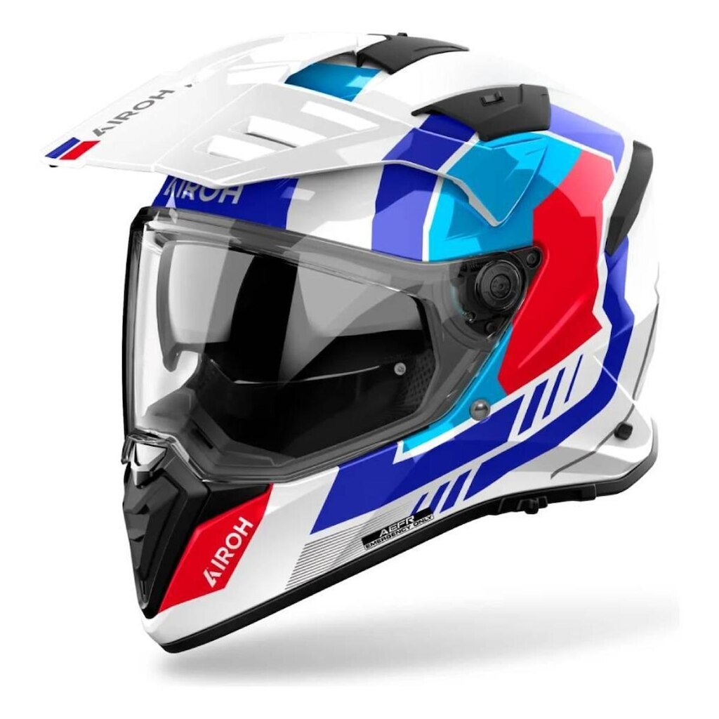 Capacete Airoh Bandit Horn Branco Azul e Vermelho