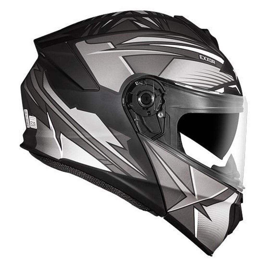 Capacete Articulado Xtroy Modular Exxor Preto e Branco Fosco