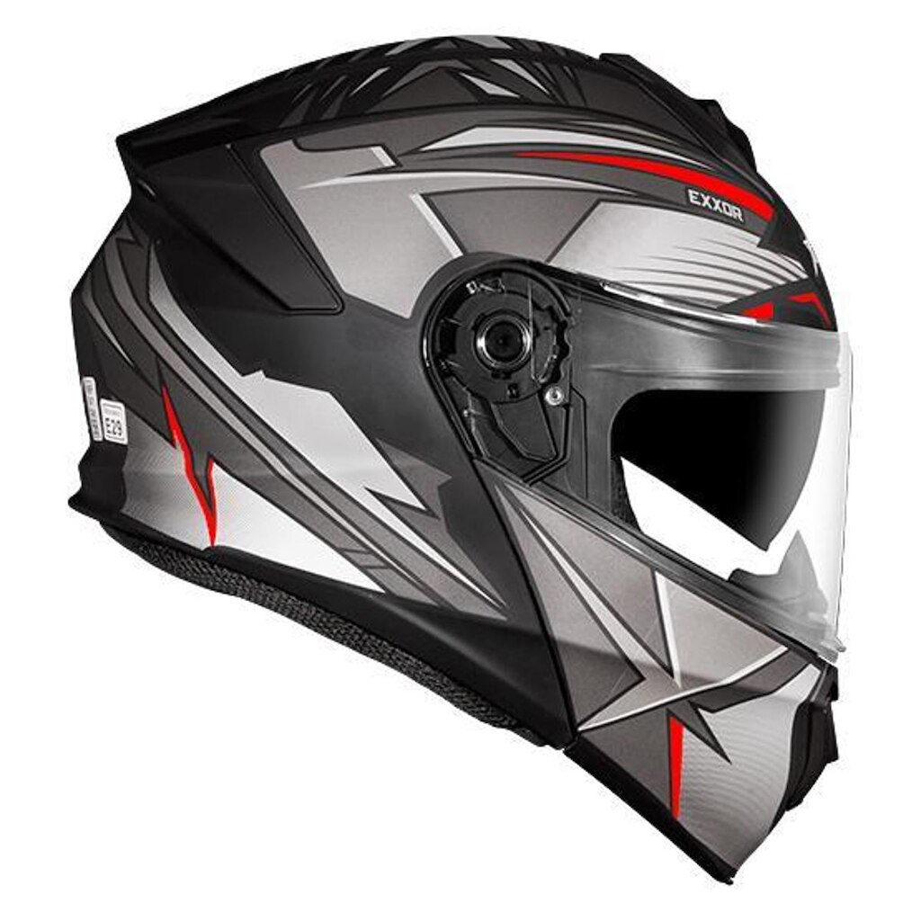 Capacete Articulado Xtroy Modular Exxor Preto Vermelho Fosco