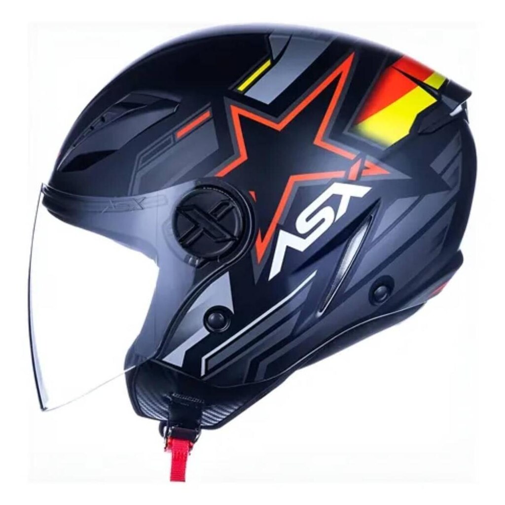 Capacete ASX City Air Pilot Alemanha Preto e Vermelho