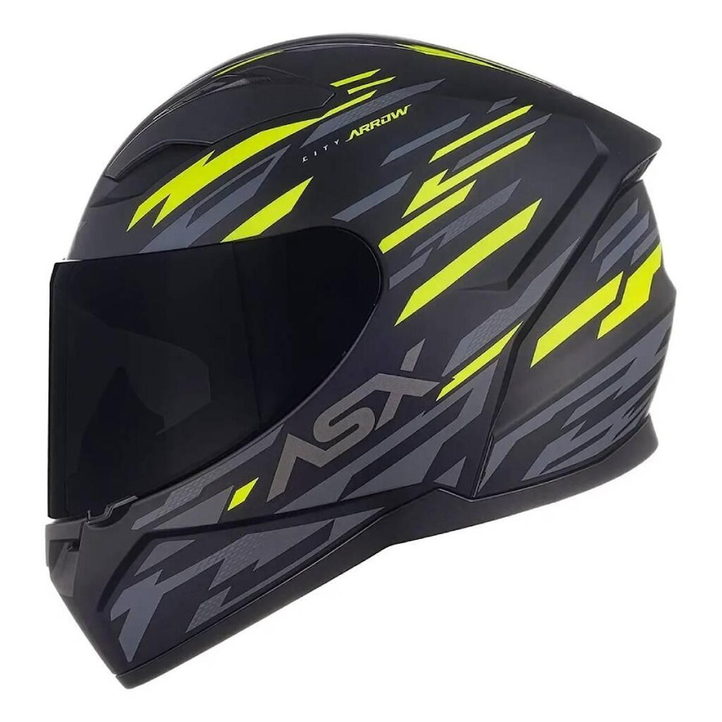 Capacete ASX City Arrow Cinza E Amarelo