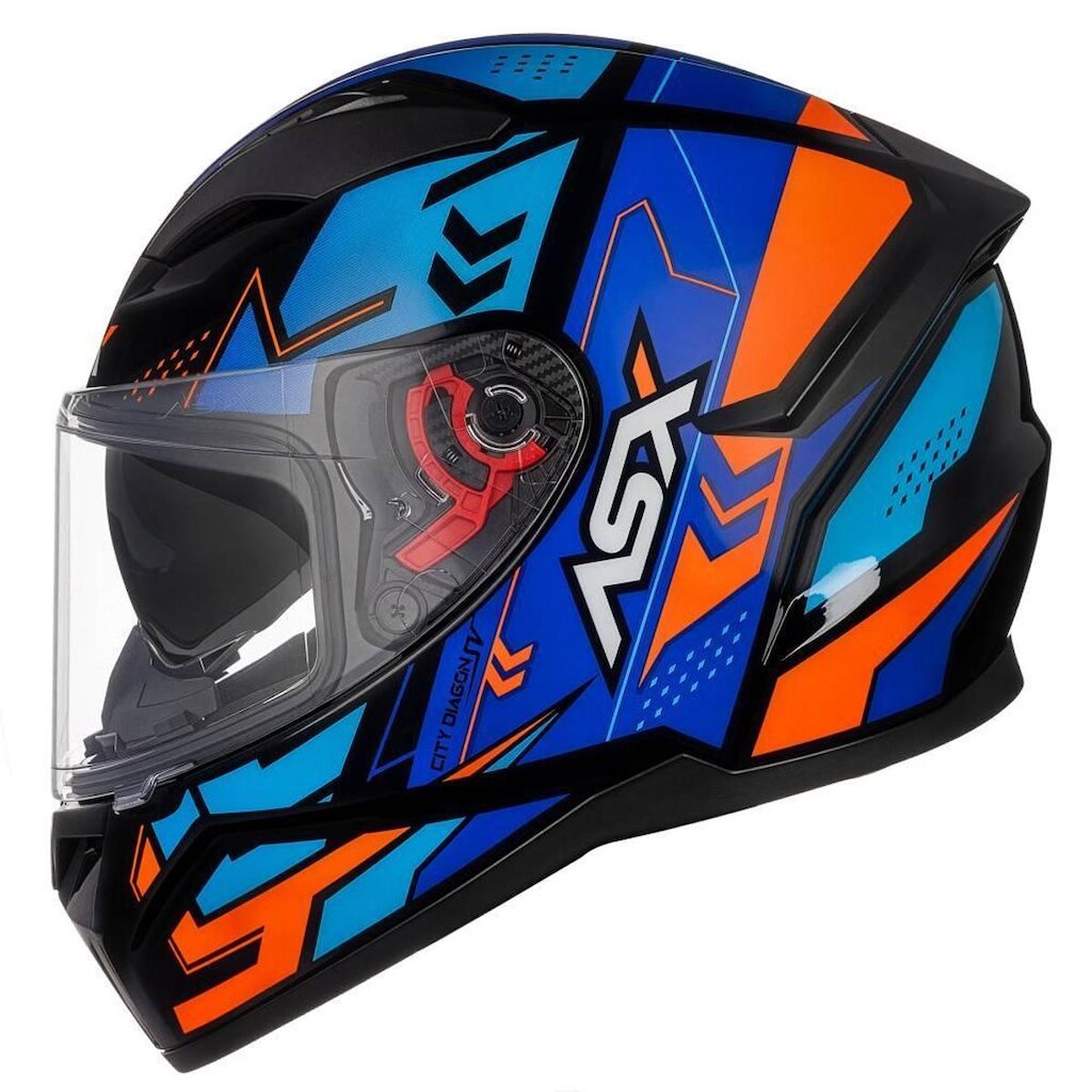 Capacete ASX City SV Diagon Azul e Vermelho