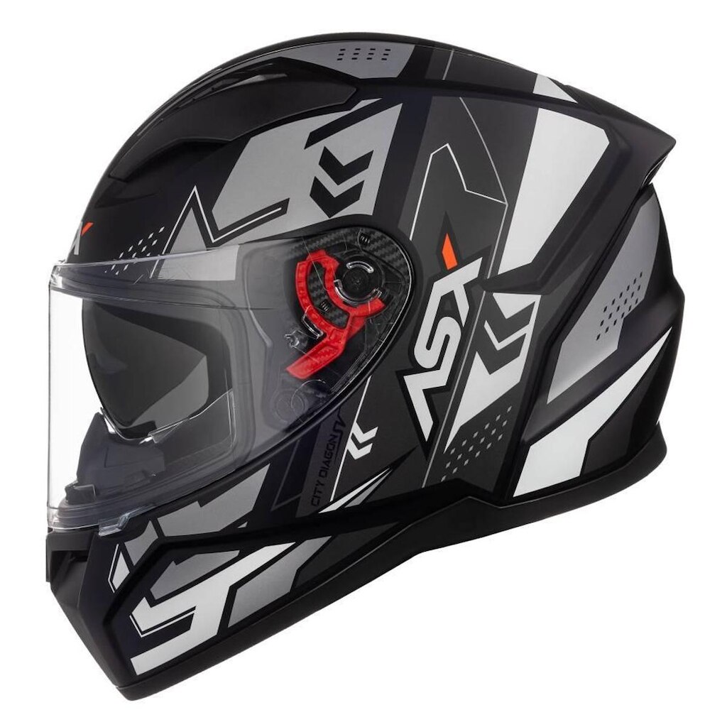 Capacete ASX City SV Diagon Preto e Prata