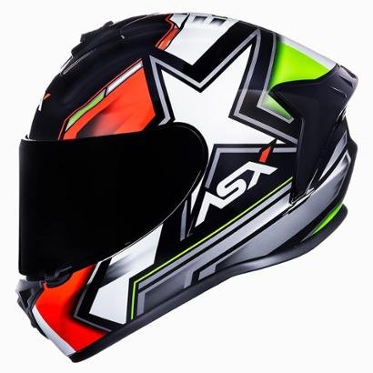 Capacete ASX Draken Pilot Preto Vermelho e Verde - Preto+verde