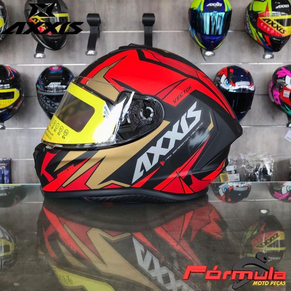 Capacete Axxis Draken Vector Matt Black/red/gold - Incolor | Netshoes