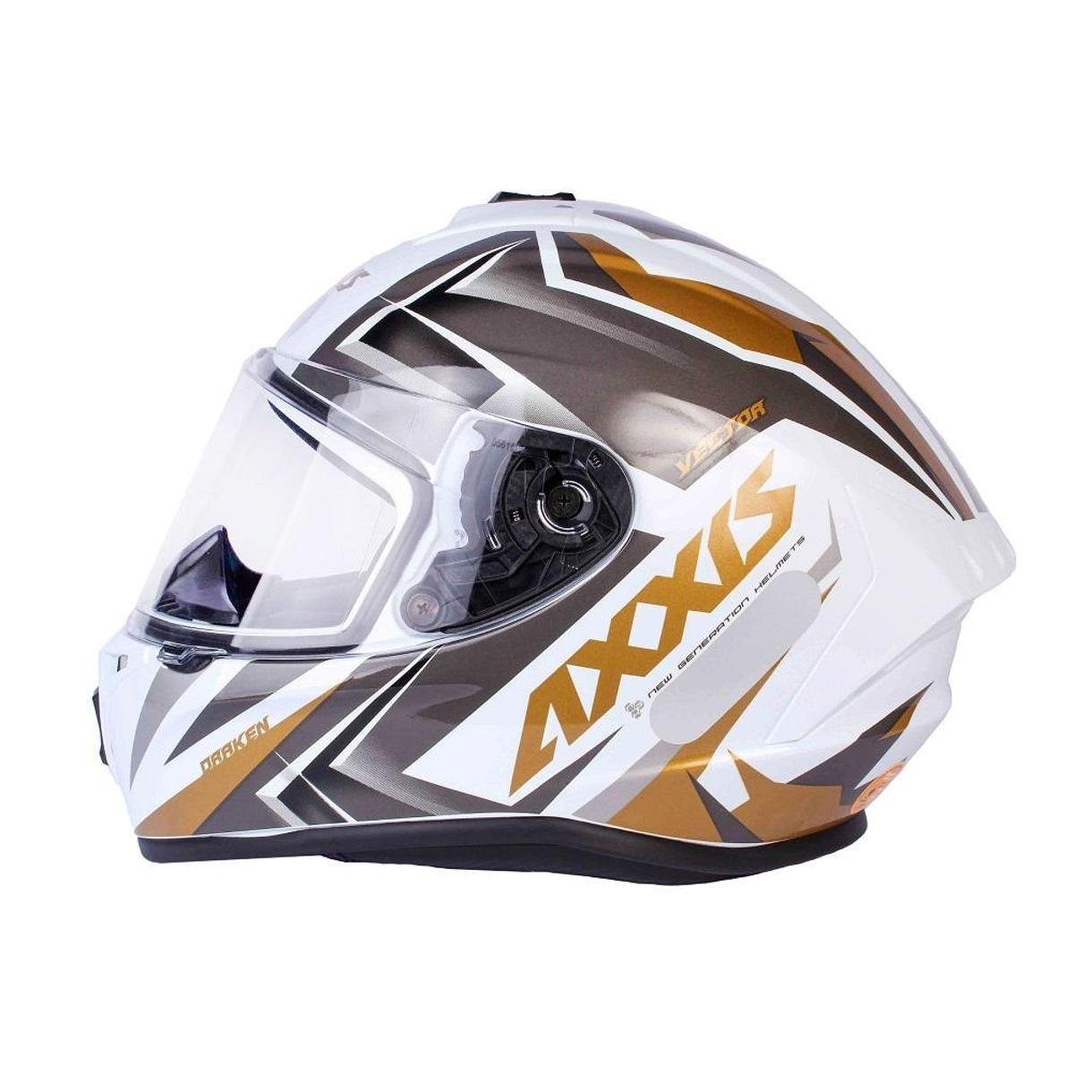 Capacete Axxis Draken Vector Matte-Branco/Dourado-58(M) - Branco
