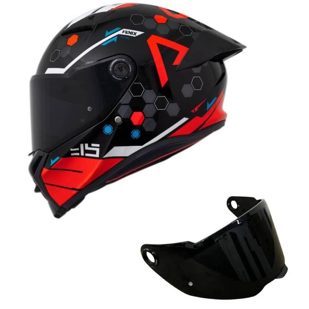 Capacete Axxis Fênix Alpha B5 Preto e Vermelho Mais Viseira Fumê