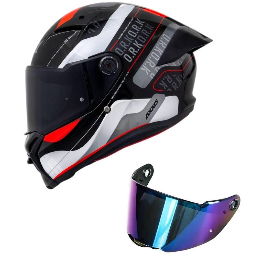Capacete Axxis Fênix Ork B5 Preto e Vermelho Mais Viseira Camaleão