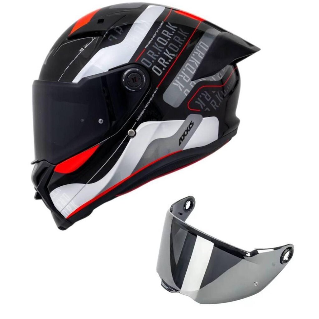 Capacete Axxis Fênix Ork B5 Preto e Vermelho Mais Viseira Prata