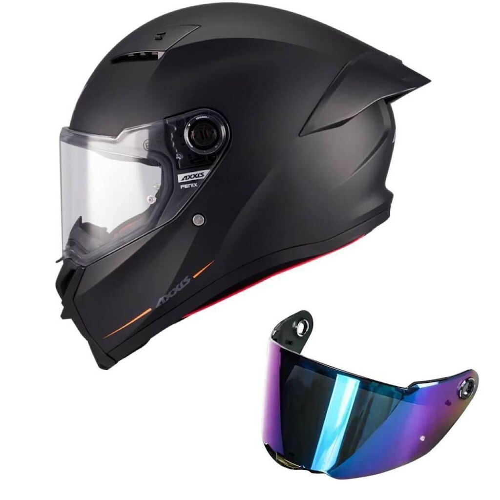 Capacete Axxis Fênix Solid A1 Preto Fosco Mais Viseira Camaleão