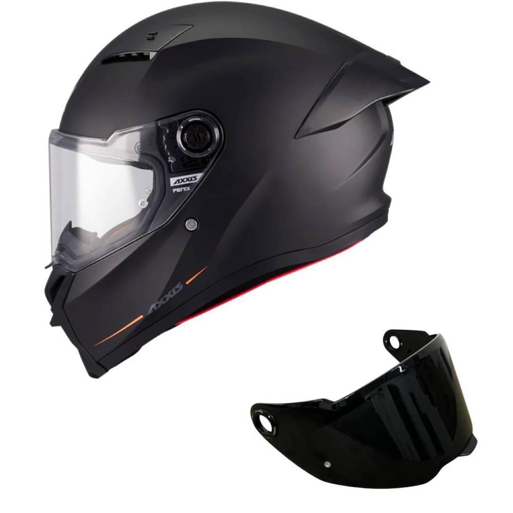 Capacete Axxis Fênix Solid A1 Preto Fosco Mais Viseira Fumê