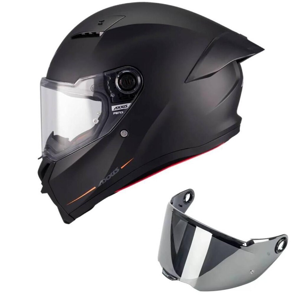 Capacete Axxis Fênix Solid A1 Preto Fosco Mais Viseira Prata