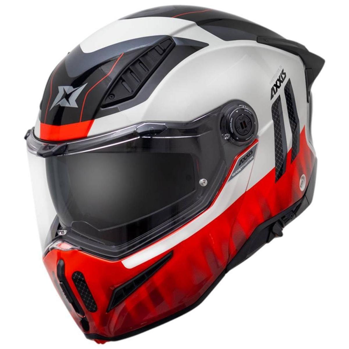 Capacete Axxis Ghostfighter Sv Grid C5 Branco e Vermelho - Branco+