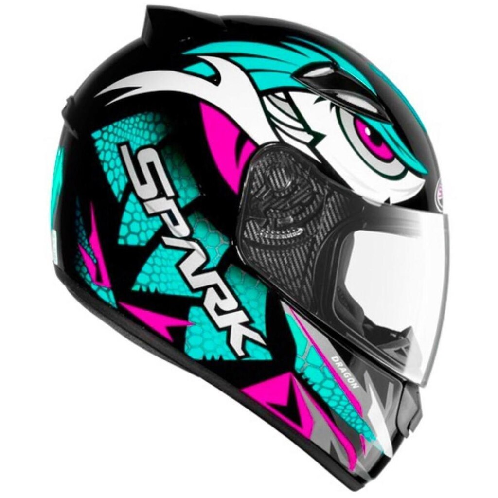 Capacete Ebf New Spark Dragon Verde e Rosa