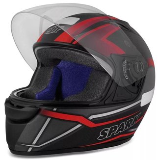 Capacete EBF New Spark Ilusion Fosco Preto e Vermelho