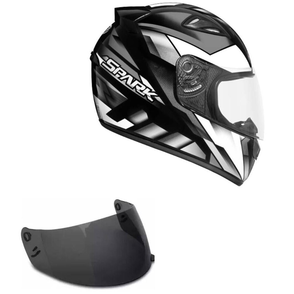 Capacete Ebf New Spark Oroc Preto e Prata Mais Viseira Fumê