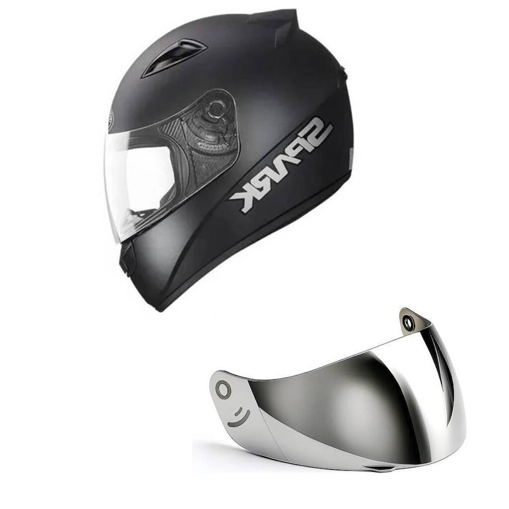 Capacete Ebf New Spark Solid Preto Fosco Mais Viseira Prata