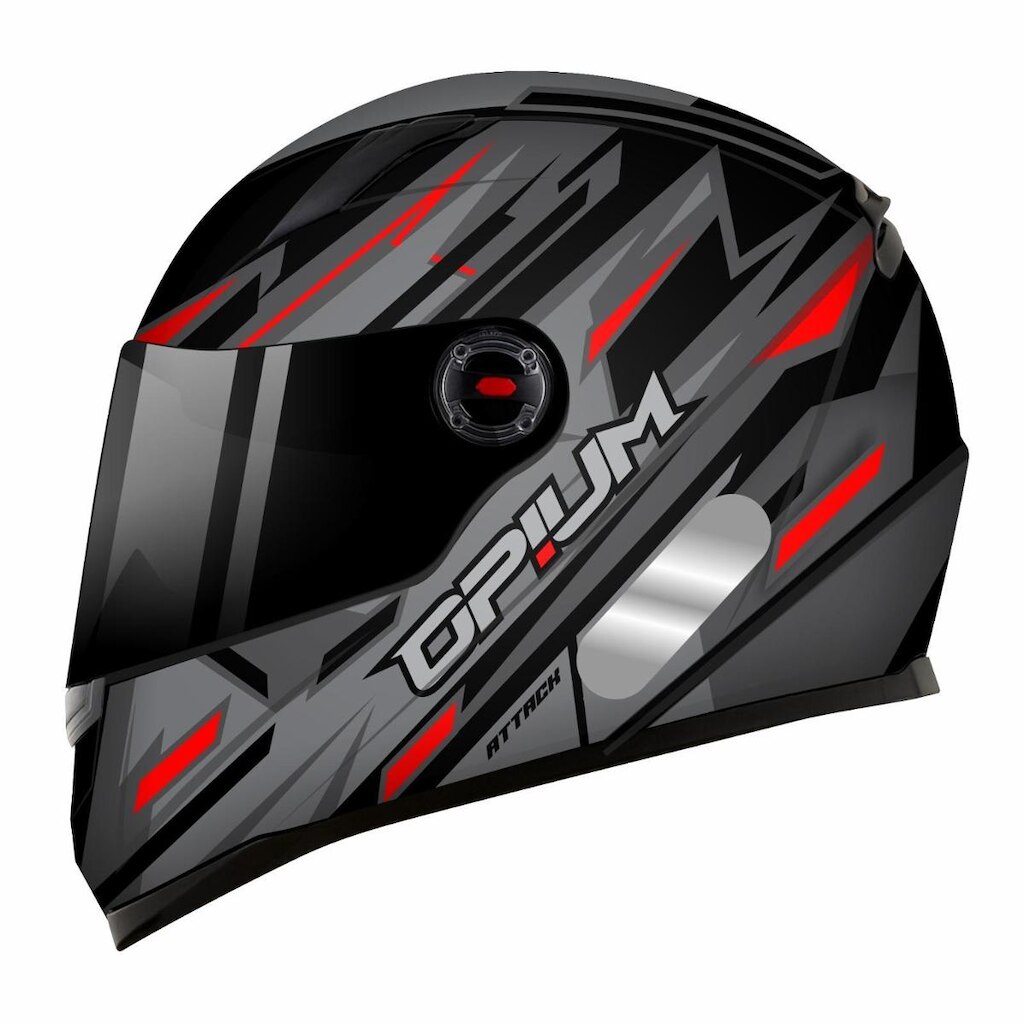 Capacete Ebf Opium Attack Monocroma Preto Cinza e Vermelho